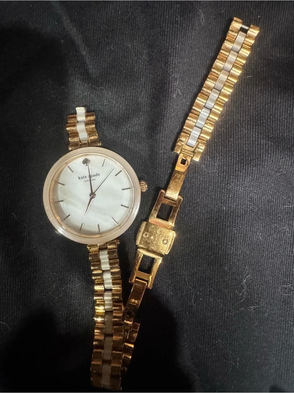 kate spade Gold and White Ladies Bracelet Watch